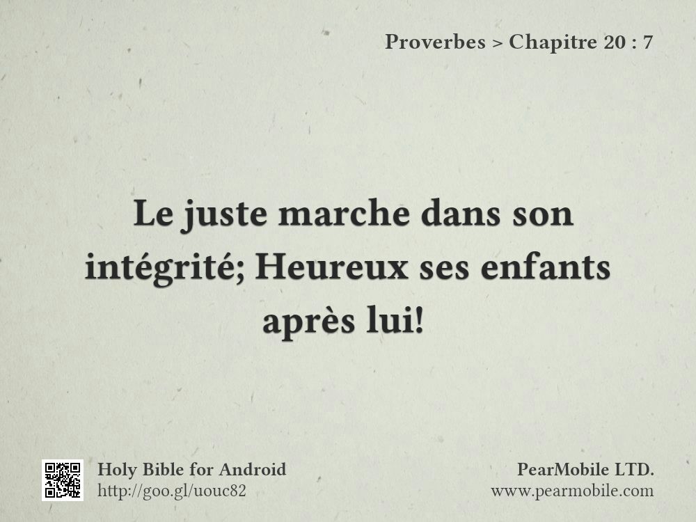 Proverbes, Chapitre 20:7
